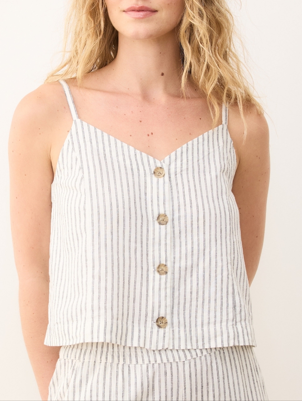 Marine Layer Celeste Hemp Cami Cream And Navy Stripe XL